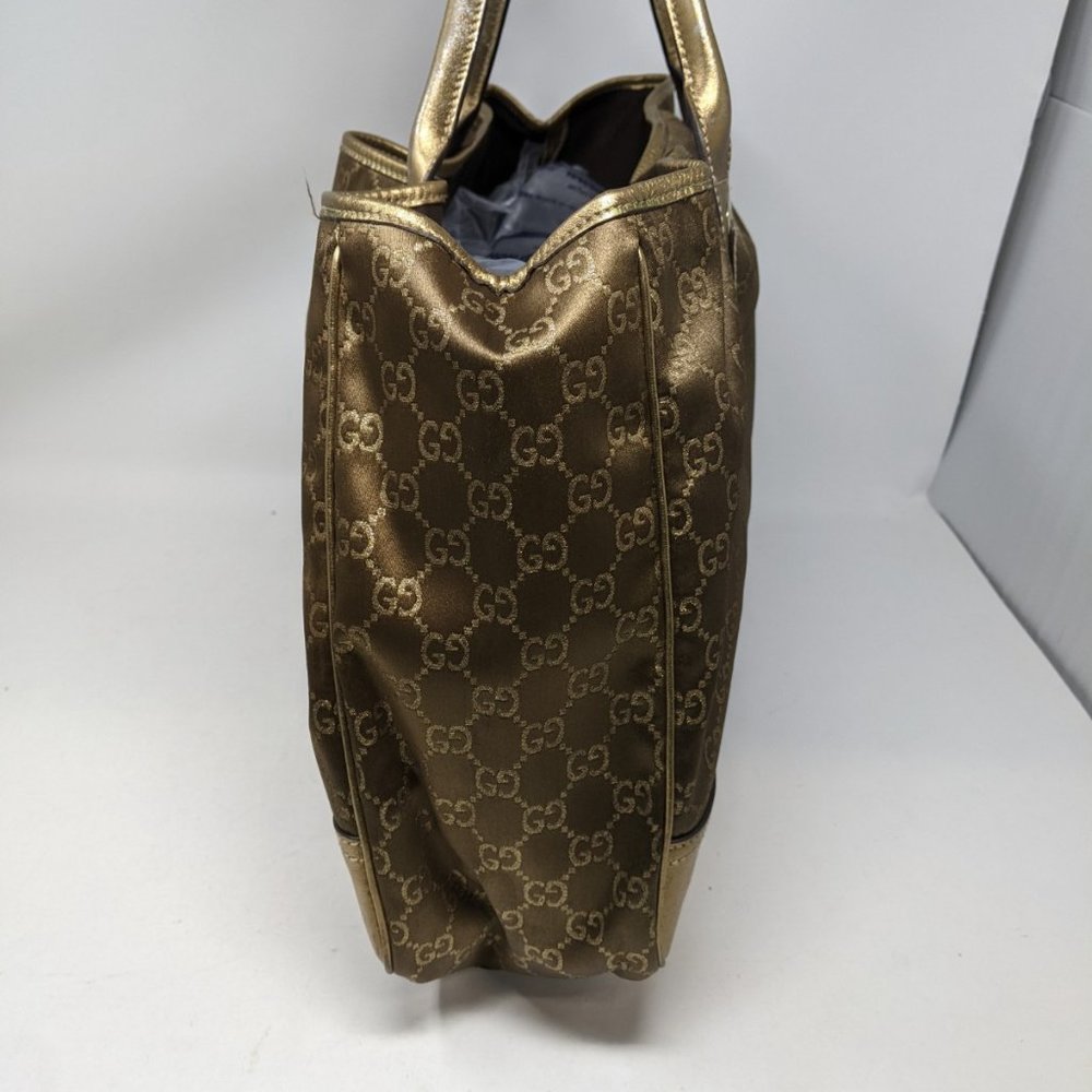 Gucci Tote Bag GG Canvas Light Brown Silk Satin - Picture 5 of 16